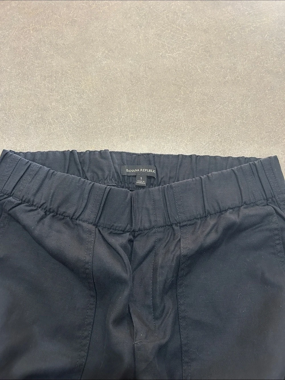 Banana Republic Black Cropped Linen-Blend Pull-On Ankle Pants with Patch Pockets